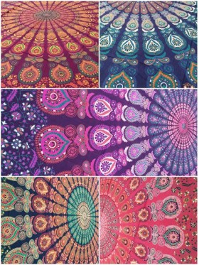LARGE-Mandala-Peacock-Wall Hanging-Tapestry-Throw-Bed Sheet-Fair Trade-100% cotton-Tapestries