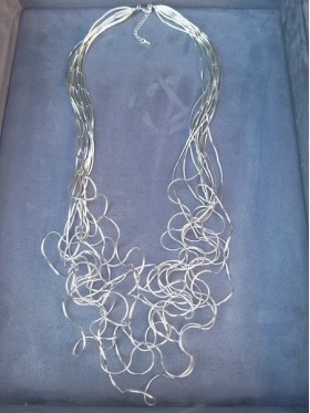 Wavy  Silver Wire Work Long Necklace