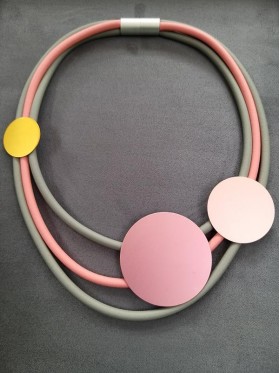 Pink Disc and Rubber Short Necklace