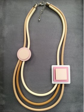  Squares and Circles Rubber Necklace