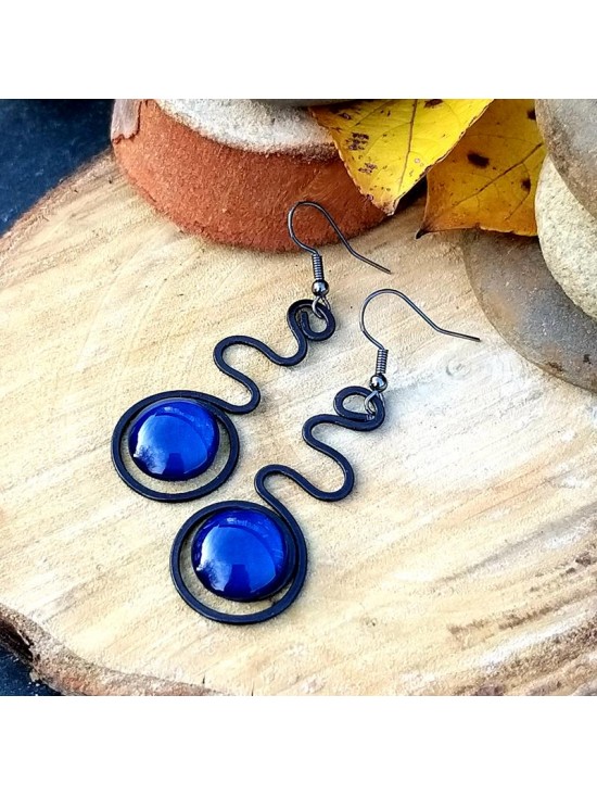 Zig Zag BCN Earrings - Electric Blue