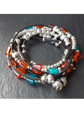 Rainbow leather bracelet