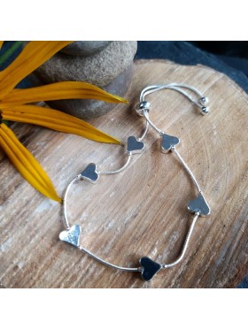 Silver 5 hearts Adjustable Bracelet