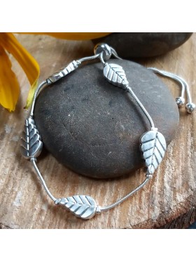 Silver Leaves Adjustable Bracelet