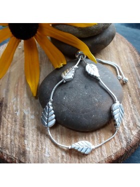 Silver Leaves Adjustable Bracelet