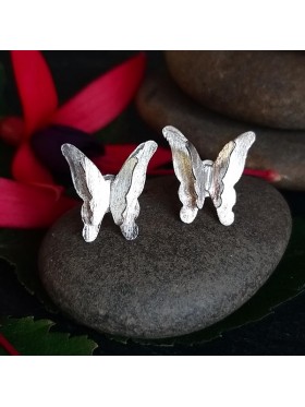 Butterfly Silver Matt  Stud-  92.5 Sterling Silver Earrings