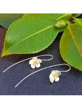Spring Flower -  92.5 Sterling Silver and Gold Plated Earrings