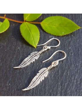 Small Silver Feather Earrings