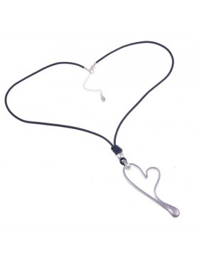Silver Heart Long Necklace   