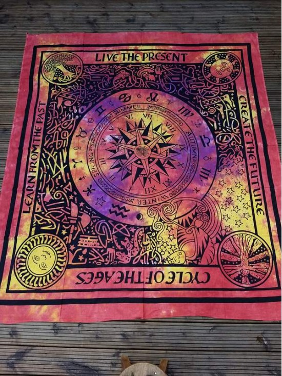 LARGE-Cycle-of-life-Wall Hanging-Tapestry-Throw-Bed Sheet-Fair-Trade-100%-cotton-Tapestries-Tie-Dye