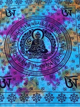 LARGE-Tibet-Buddha-Wall Hanging-Tapestry-Throw-Bed Sheet-Fair-Trade-100%-cotton-Tapestries-Tie-Dye