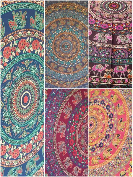 Elephant-Camel-Mandala-Wall Hanging-Throw-Tapestry-Bed Sheet-100% cotton-Fair Trade-Tapestries-India