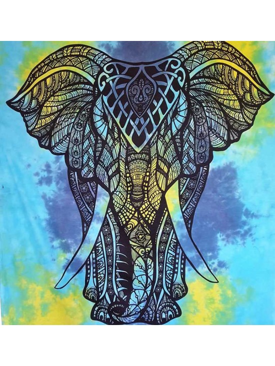 Elephant-Tie Dye-100%-Cotton-Wall Hanging-Tapestry-Throw-Bed-Sheet-fair-trade