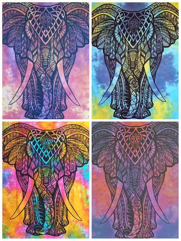 Details about   Spiritual Indian Elephant Cotton Wall Hanging Wall Art Tie Dye Mandala Throw UK 