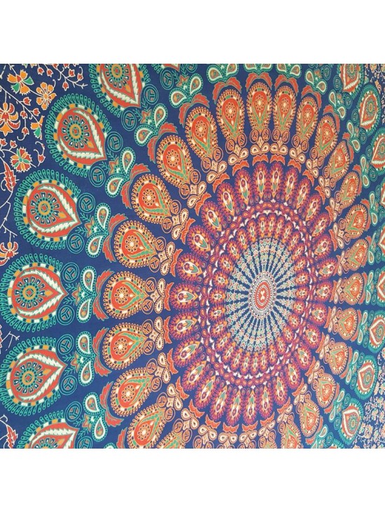 Mandala-Peacock-Wall Hanging-Throw-Tapestry-Bed Sheet-100% cotton-Fair Trade-Tapestries-India