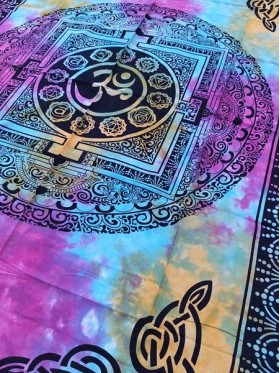 Om-Mandala-Wall Hanging-Tapestry-Throw-Bed Sheet-Fair Trade-100% cotton-Tapestries-Tie Dye