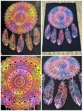 Dream Catcher-Wall Hanging-Tapestry-Throw-Bed Sheet-100% Cotton-Tie Dye-Fair Trade
