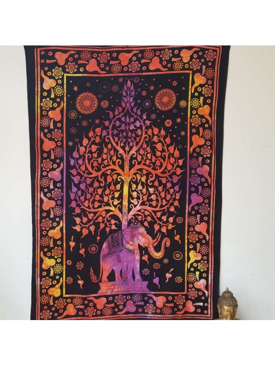 Tree of Life-Elephant-Wall Hanging-Tapestry-Throw-100% cotton-Tapestries-Fair Trade