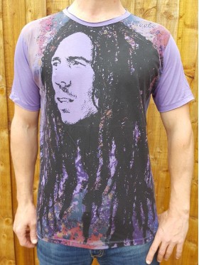 Bob Marley - Mirror - T-shirt - Dreads - White - Green - Purple 100% cotton-SALE