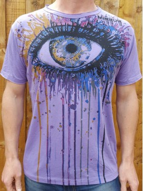 Eye - painting - Mirror - T-Shirt  - White - Purple - 100% cotton - M L XL