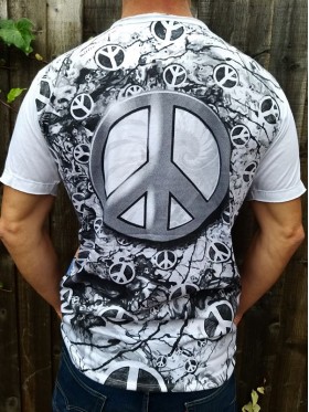 Peace Sign - Mirror - T-Shirt  - White  - 100% cotton - Med size only
