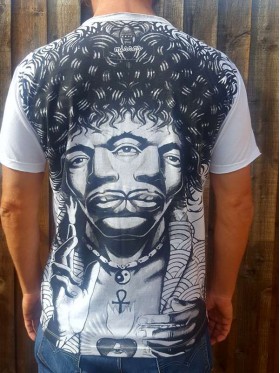Jimi Hendrix - Pyschedelic - 3 eyes - Mirror - T-Shirt  - White - M L XL
