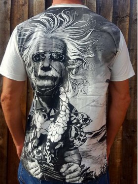 Albert Einstein - Ukulele - Mirror - T-Shirt  - White  - 100% cotton - M L XL