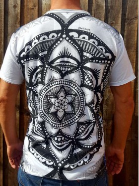Lotus Mandala  - Mirror - T-Shirt  - White - 100% cotton - Medium Size only