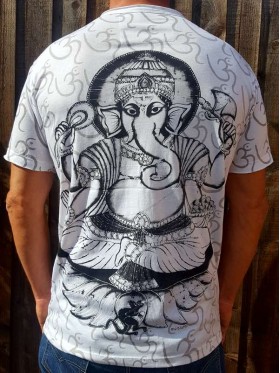 Ganesh & the mouse  - Mirror - T-Shirt  - White - 100% cotton